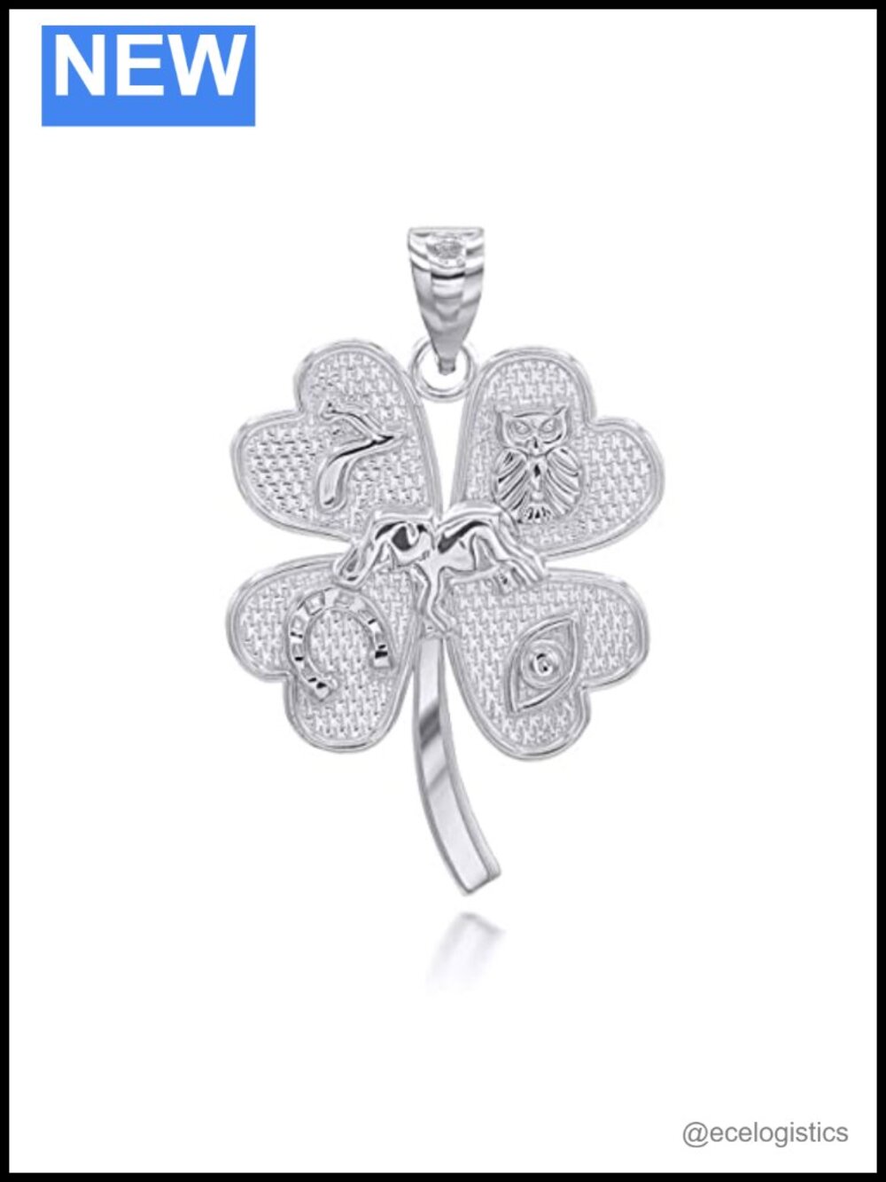 Sterling Silver Four-Leaf Clover Lucky Charm Pendant